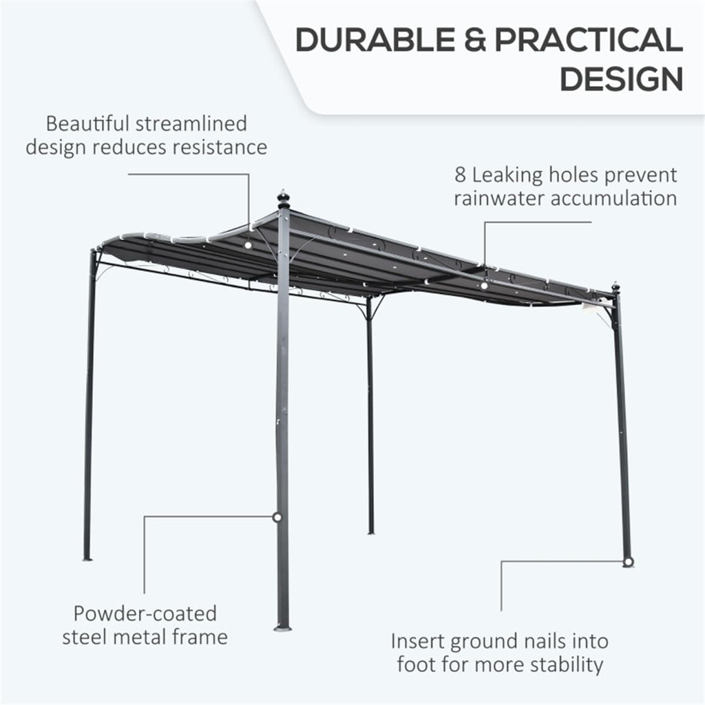 10' x 10' ft Steel Outdoor Pergola Gazebo, Patio Canopy with Weather-Resistant Fabric and Drainage Holes for Backyard, Deck, Garden