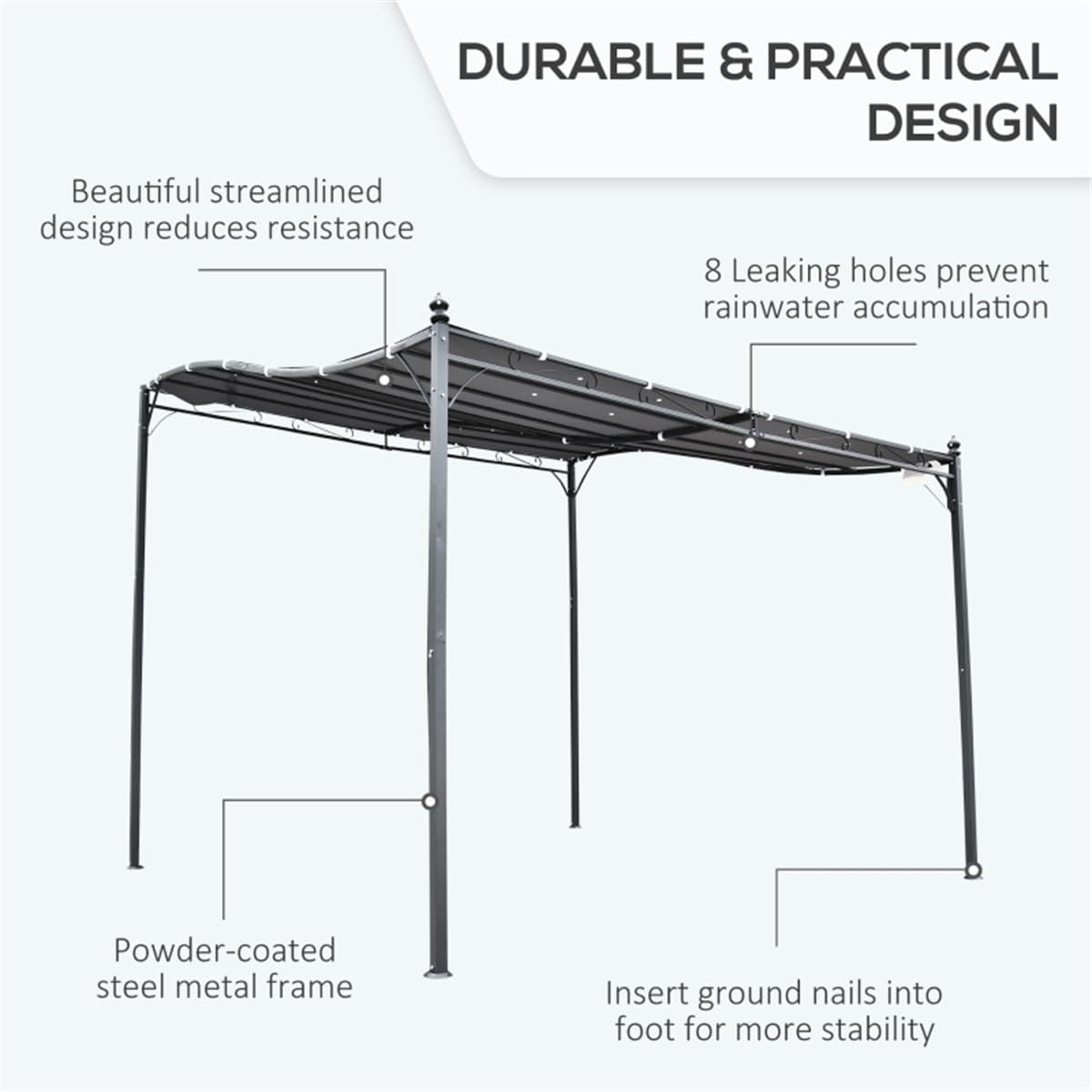 10' x 10' ft Steel Outdoor Pergola Gazebo, Patio Canopy with Weather-Resistant Fabric and Drainage Holes for Backyard, Deck, Garden