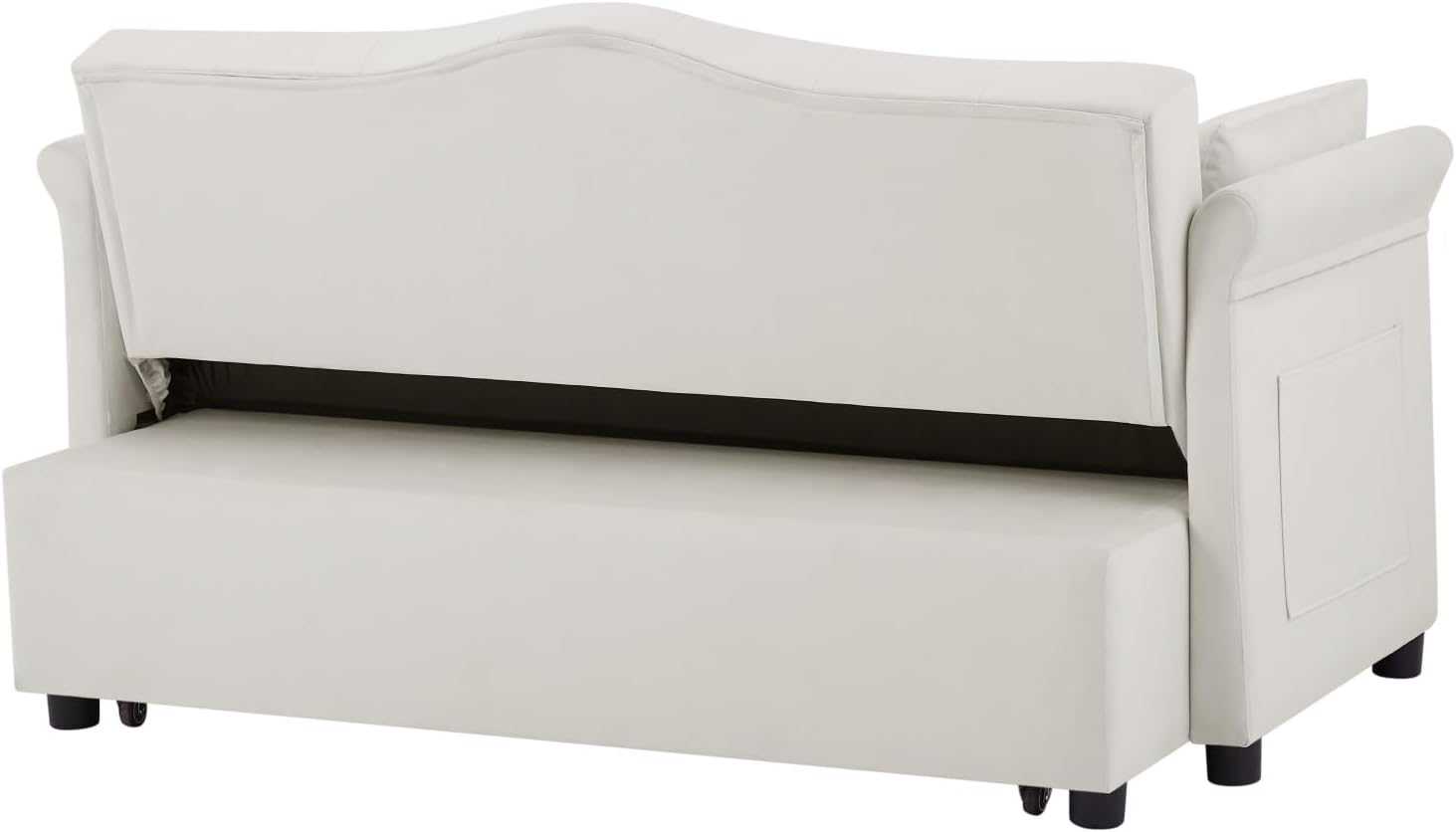 oaaktu 57-Inch Velvet Full Size Sleeper Sofa Couch with Pullout Bed,Convertible Pull Out with Golden Decorative Strip and Adjustable Backrest for Small Spaces,Apartment, Guest Room, RV (Beige)