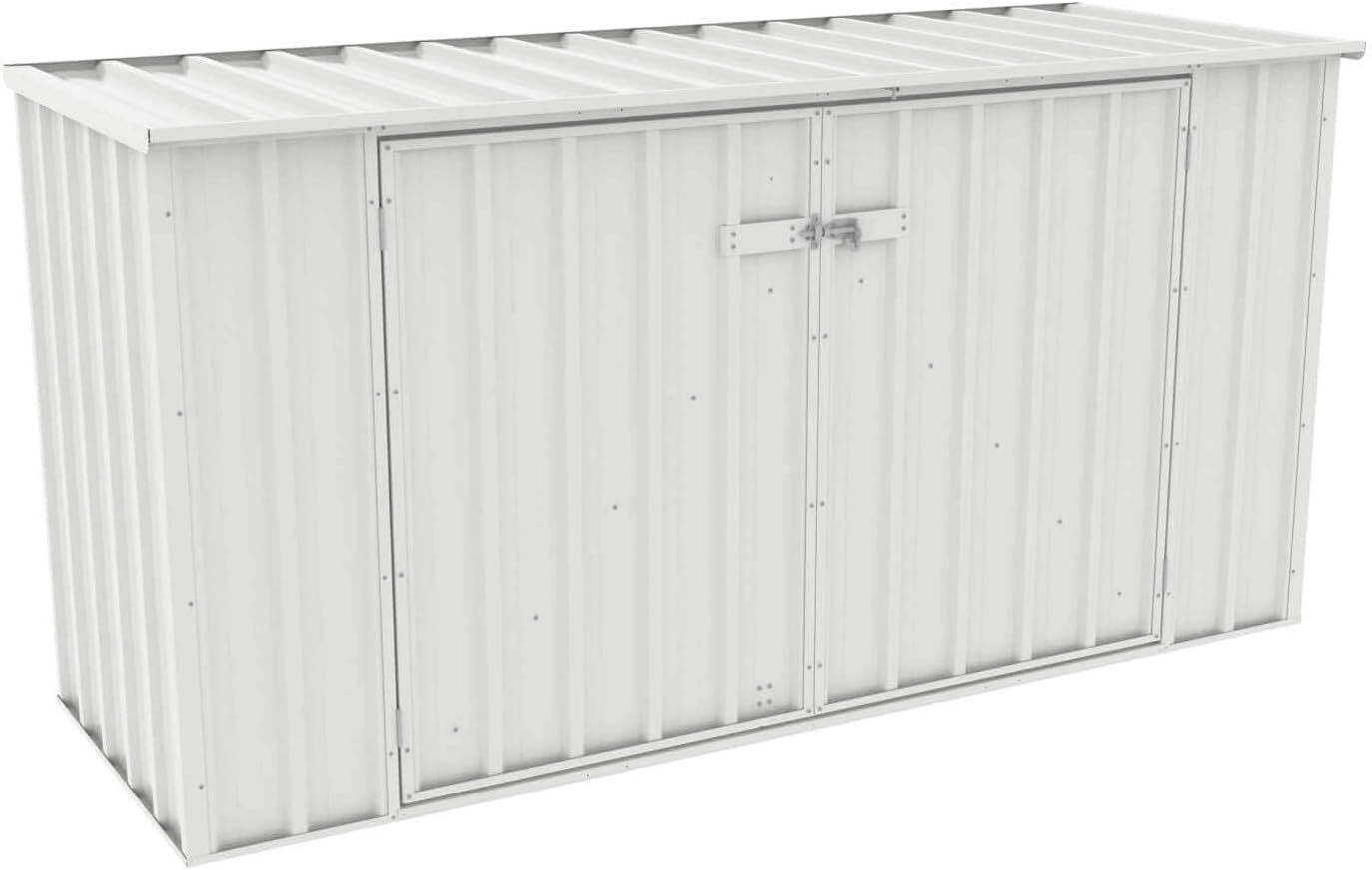 Absco Utility 7.5 Ft. x 2.5 Ft. Garbage Can Metal Storage Shed DIY Galvanized Steel Sheds for Garbage Can, Trash Bin, and Junk Storage Tools, Firewood, Gardening Equipment (Surfmist White)