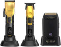 Supreme Trimmer 3-in-1 Barber Bundle | 2Spee Clipper, 2Spee Trimmer & Crunch Foil Shaver | Professional Beard Trimmer Men's Hair Clipper Kit | (Gold)
