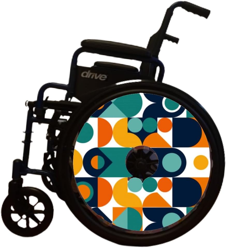 Designer Graduation Gift Covers for Wheelchair Wheels, Enhances Aesthetics, Easy Install/Remove, Lightweight, New Matt Finish (Geometric Shapes)