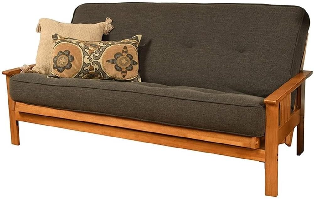 Pemberly Row 8' Full Size Spring Futon Mattress Replacement, Linen Sleeper Sofa Bed Mattress, Charcoal Gray-Frame Not Included