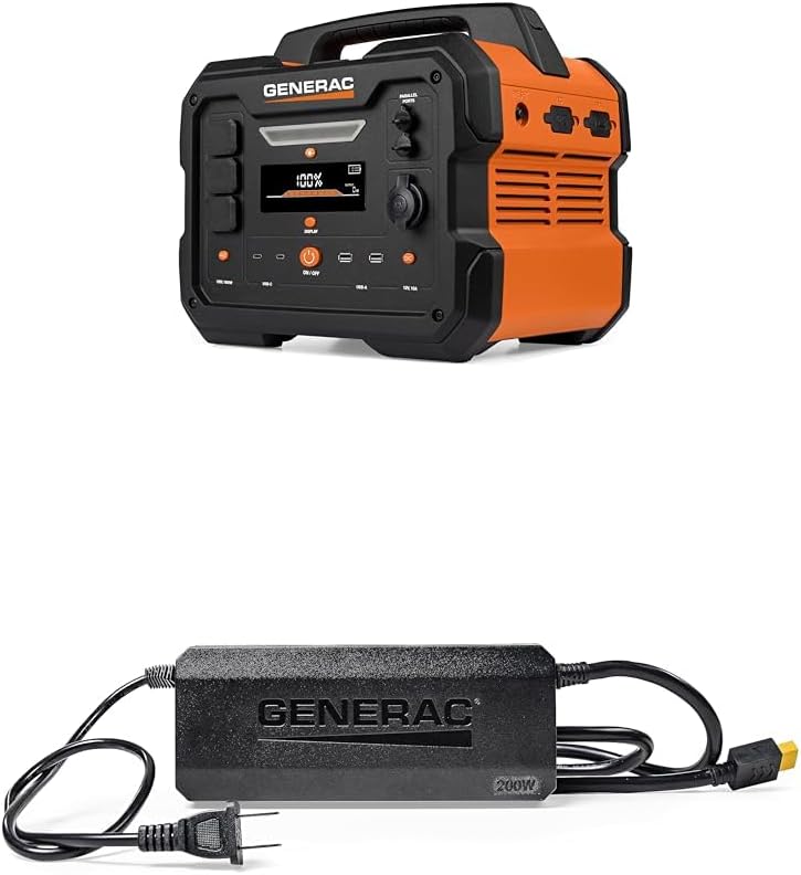 Generac GB1000 1086Wh Portable Power Station with Generac 8031 Charge Enhancer 200W Charger