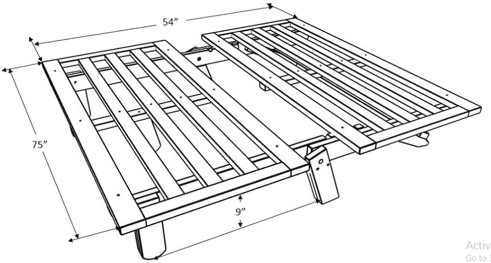 Kodiak Furniture Carson 75' Traditional Full-Size Wood Futon Frame, Solid Pine Construction, Assembly Required, in Java Brown Finish