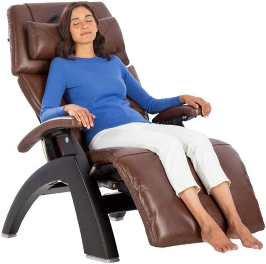 Perfect Chair Human Touch PC-610 Omni-Motion Classic Power Recline Zero Gravity Recliner Supreme Upholstery Package Matte Black Wood Stain - Oak Premium Leather