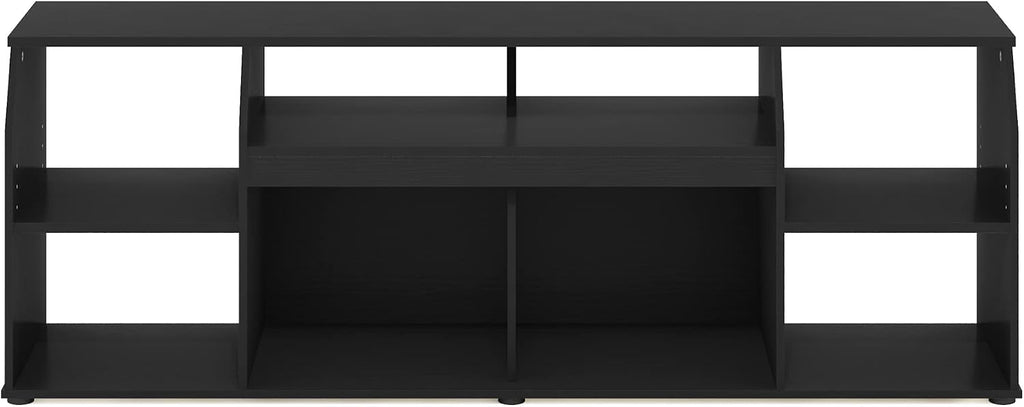 Furinno Jaya TV Stand, Large 6 Shelves Entertainment Center with LED, Media Console Table for TV up to 65 Inch, TV Console, for Living Room, Bedroom, Dark Americano