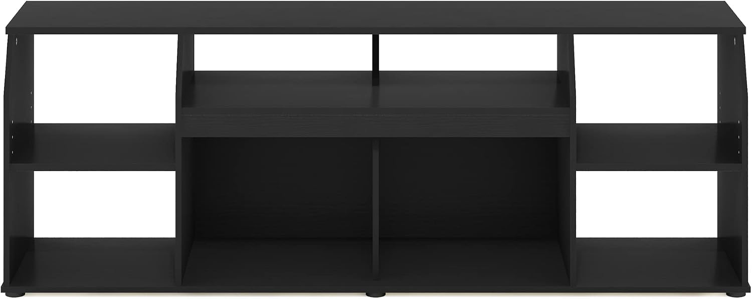 Furinno Jaya TV Stand, Large 6 Shelves Entertainment Center with LED, Media Console Table for TV up to 65 Inch, TV Console, for Living Room, Bedroom, Dark Americano