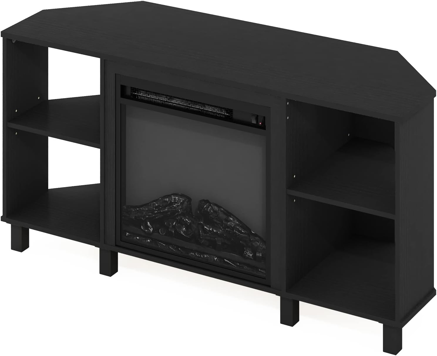 Furinno Jensen Corner Fireplace TV Stand with 4 Open Compartments for TV up to 55 Inches, Americano