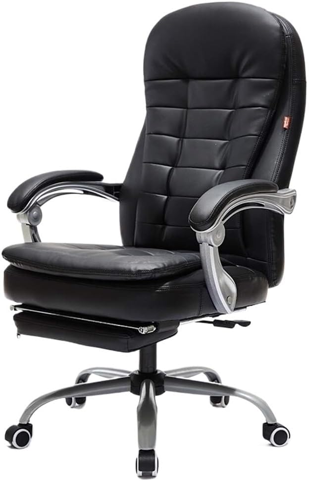Ergonomic Executive Office Chair Adjustable High Back Comfortable Gaming Chairs Swivel Reclining Computer Desk Chair with Retractable Footrest for Long Hours(Black)