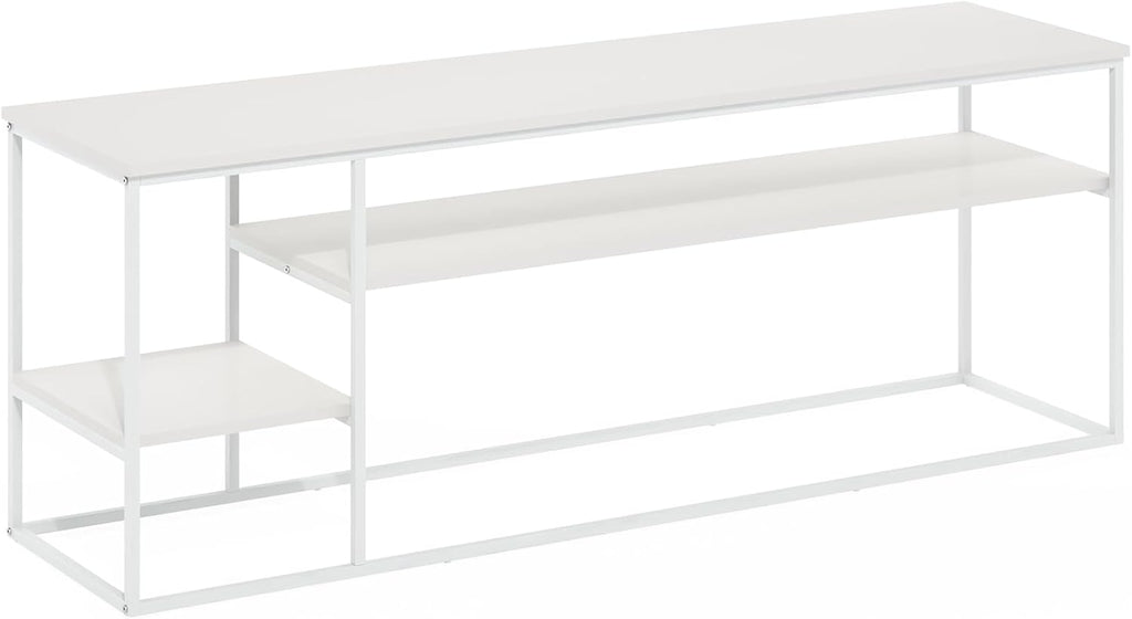 Furinno Moretti Modern Lifestyle TV Stand, Entertainment Center for TV up to 65 Inch, for Living Room, Bedroom, White/White