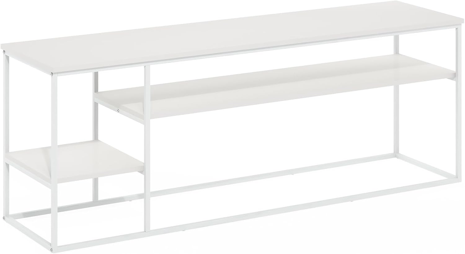 Furinno Moretti Modern Lifestyle TV Stand, Entertainment Center for TV up to 65 Inch, for Living Room, Bedroom, White/White