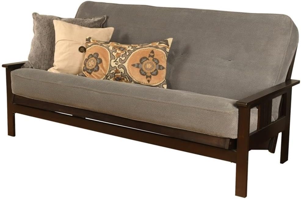 Pemberly Row 7' Full Size Futon Mattress Replacement, Linen Sleeper Sofa Bed Mattress, Cotton and Foam Construction, Dark Grey-Frame Not Included