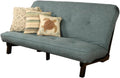 Kodiak Furniture Carson Full Size Futon Frame and Mattress Set - Java Brown Finish Wood Futon Frame with Mattress Included in Linen Aqua Color