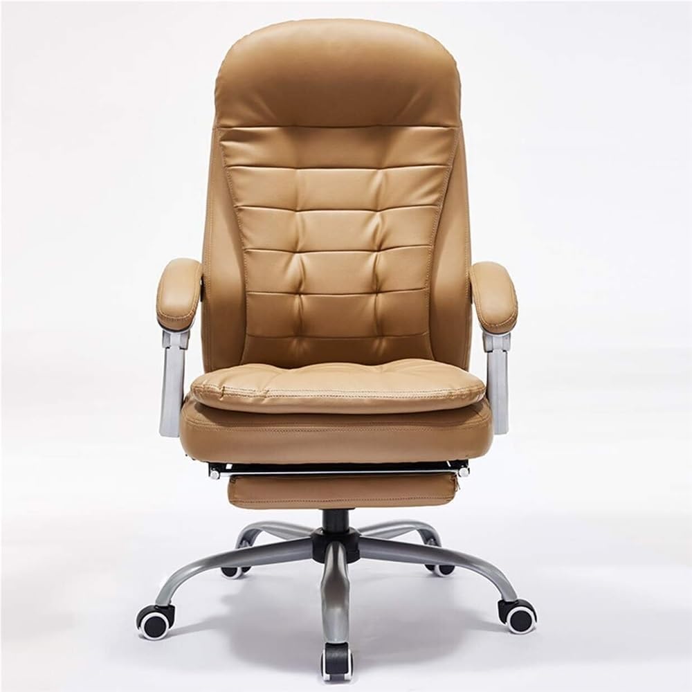 Ergonomic Executive Office Chair Adjustable High Back Comfortable Gaming Chairs Swivel Reclining Computer Desk Chair with Retractable Footrest for Long Hours(Brown)