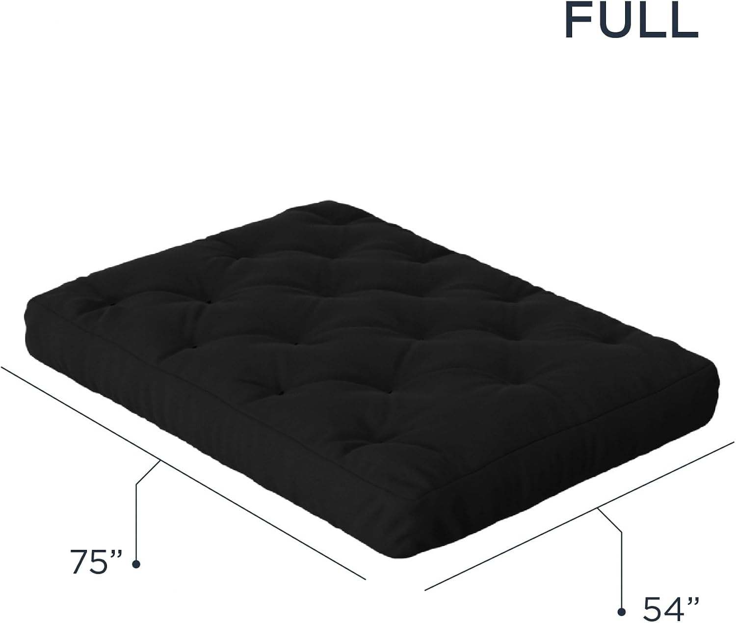 Loosh Home | 10' Full Size Futon Sofa Bed Pocket Coil Foam Mattress - USA Made, Black, Frame Not Included