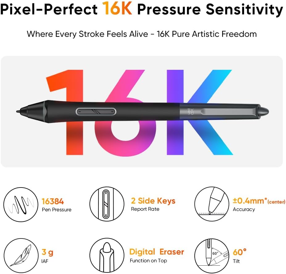 XPPen 13.3' Drawing Tablet with Screen-Artist13.3 Pro V2 16384 Pressure Pen, 8 Shortcut Keys & Red Dial for Digital Art, Graphic Designer, Animation | Mac, PC, Android Compatible | Beginner to Pro