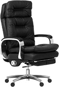 Big and Tall Executive Chair 400 LBS Capacity Adjustable Reclining Back Leather Office Chairs Ergonomic Computer Desk Chair with Armrests and Retractable Footrest