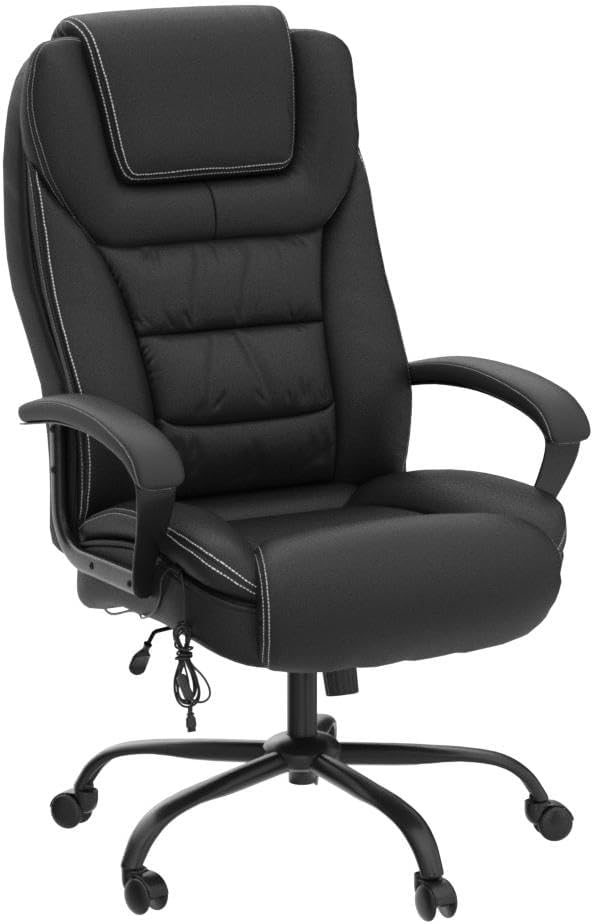 Big & Tall Home Office Chair Desk Chair Executive Chair 500LBS Ergonomic High Back Leather Computer Chair with Lumbar Support Headrest Massasge Height Adjustable Swivel Task Chair for Adult Women Men
