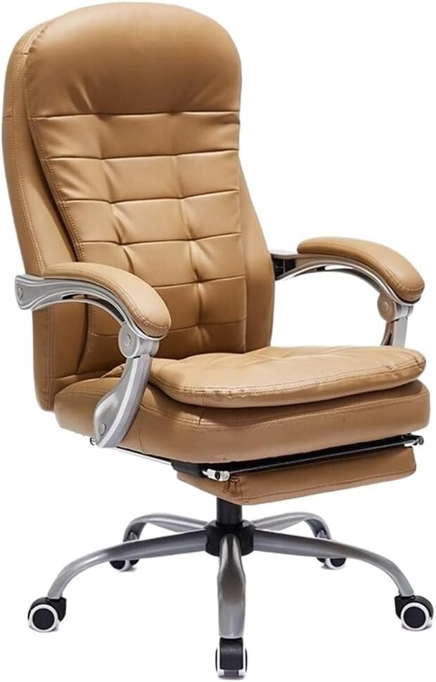 Ergonomic Executive Office Chair Adjustable High Back Comfortable Gaming Chairs Swivel Reclining Computer Desk Chair with Retractable Footrest for Long Hours(Brown)