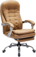 Ergonomic Executive Office Chair Adjustable High Back Comfortable Gaming Chairs Swivel Reclining Computer Desk Chair with Retractable Footrest for Long Hours(Brown)
