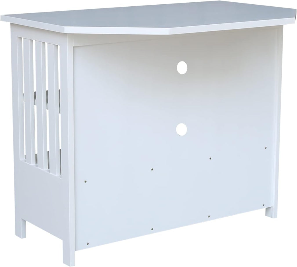 IC INTERNATIONAL CONCEPTS Solid Wood TV Stand with Shelves and Drawer in White - 28.9' Height