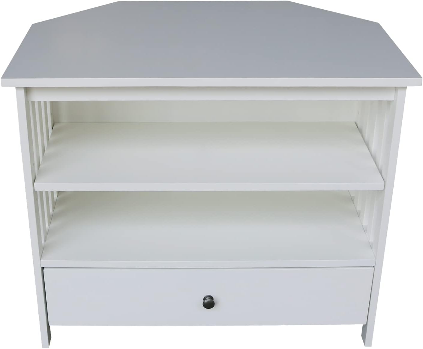 IC INTERNATIONAL CONCEPTS Solid Wood TV Stand with Shelves and Drawer in White - 28.9' Height