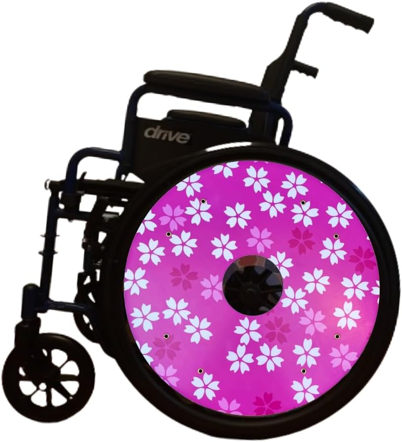 Designer Grad Gifts 20 inches Wheelchair Wheel Accessories, Waterproof Wheels Accessories, Easy Install/Remove, Lightweight, for Kids and Adults (Cherry Blossom)