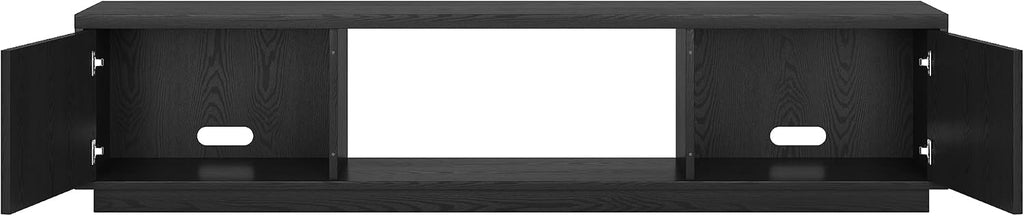 Henn&Hart Fluted TV Stand for TVs up to 78' with 2 Ribbed Side Storage Cabinets and Open Center Storage for Living Room, Family Room, or Office, Natural Black