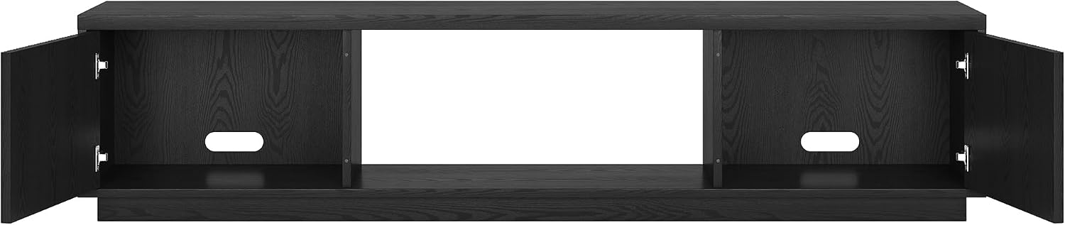Henn&Hart Fluted TV Stand for TVs up to 78' with 2 Ribbed Side Storage Cabinets and Open Center Storage for Living Room, Family Room, or Office, Natural Black