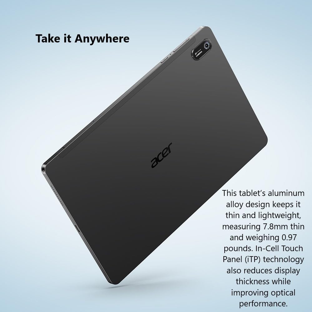 acer Iconia Tab P10 P10-11-K5P5 Tablet | 10.4' 2K 2000 x 1200 IPS Touch | MediaTek MT8183C Octa-Core CPU | 4GB LPDDR4 | 64GB eMMC | WiFi-5 | Front 5MP & Rear 8MP Webcam | Portfolio Case | Android 12
