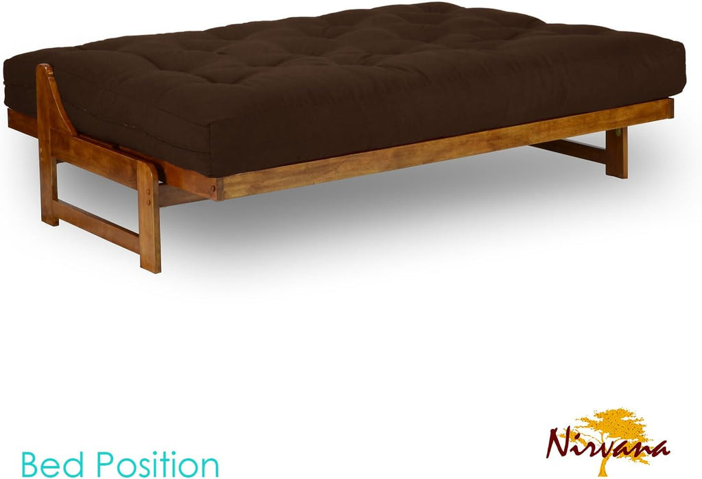 Nirvana Futons Arden Futon Set - Full Size, Frame, 8' Mattress, Microfiber Sussex Fudge Cover