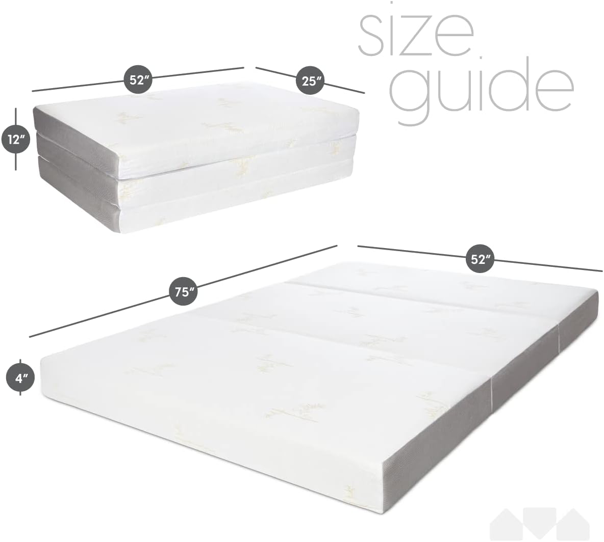 Milliard Full Tri Folding Mattress with Washable Cover, Full Size (75 inches x 52 inches x 4 inches)