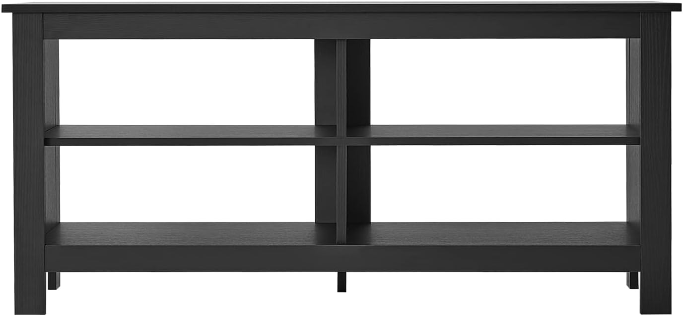 Panana Modern TV Stand with 4 Open Shelves 55inch Entertainment Center for TVs up to 65inch Medial TV Console Table Cabinet for Living Room (Black)