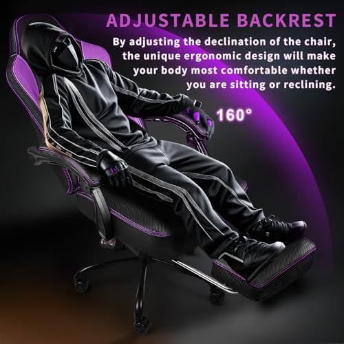 Gaming Chair 400lb Weight Capacity, Ergonomic Video Game Chair with Footrest, Racing Style Computer Chair with Headrest and Lumbar Support