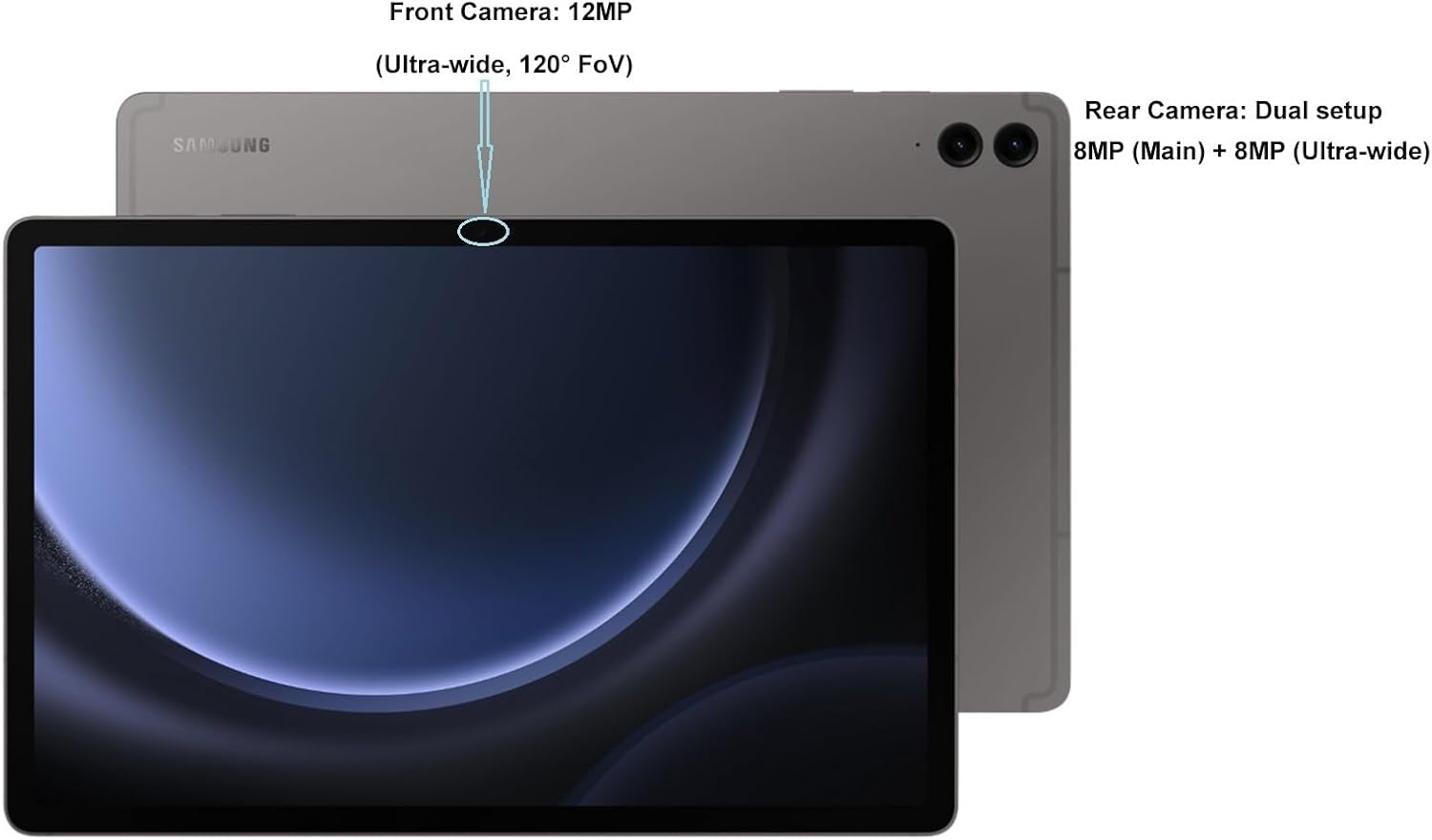 Samsung Galaxy Tab S9 FE+ Plus Android Tablet (12.4' Touchscreen, 8GB RAM, 384GB Storage (128GB+256GB SD Card), Long Battery Life, S Pen, 8MP + 12MP Cameras, Lightweight Design), SM-X610, NA Version
