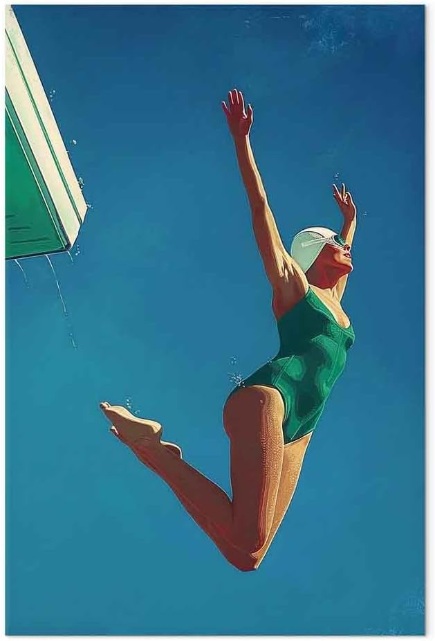 artgeist - Canvas Wall Art XXL Summer Vibes 60x90 cm/24'x36' 1 piece - Non-woven Canvas Prints Image Framed Artwork Painting Picture Photo Home Decoration - Holiday Blue Sky Woman h-H-10082-b-a