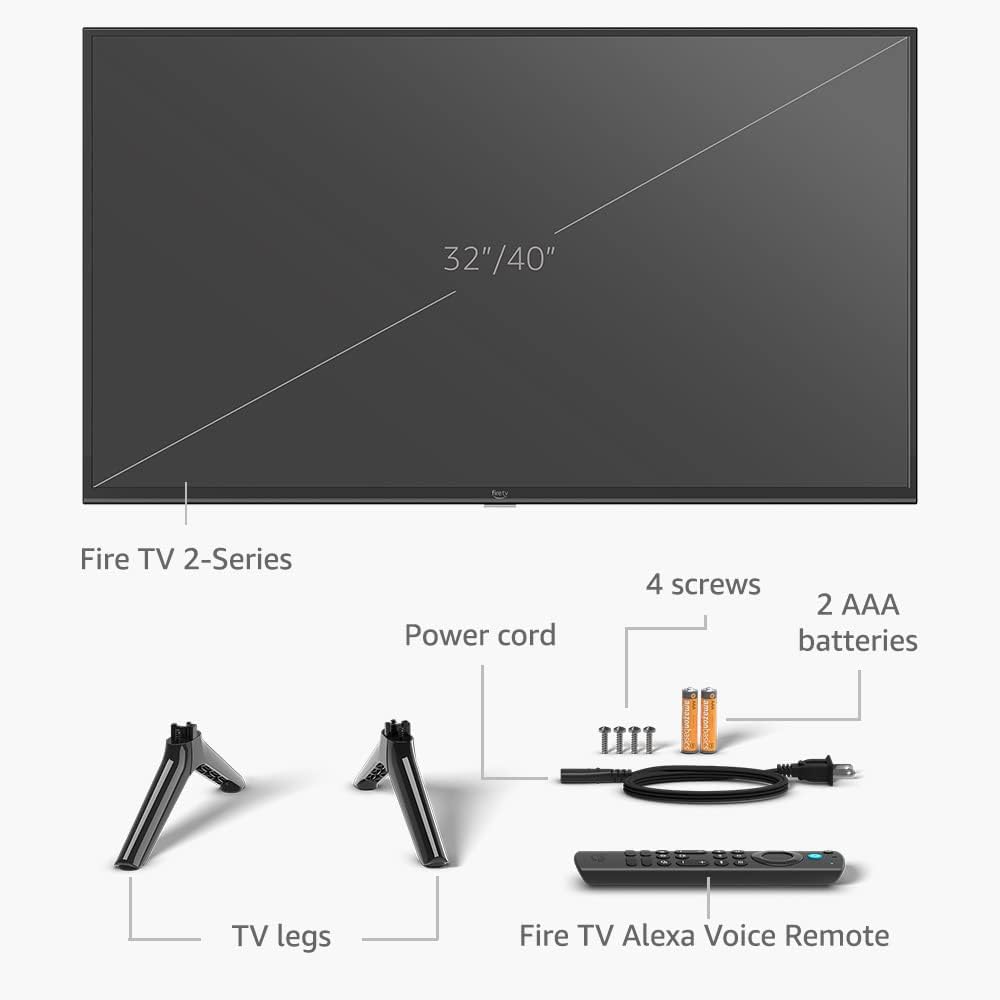 Like-New Amazon Fire TV 40' 2-Series, HD smart TV with Fire TV Alexa Voice Remote, stream live TV without cable