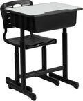 Flash Furniture Adjustable Student Desk and Chair Set for Classrooms or Remote Learning, Adjustable School Desk with Chair and Book Box, Gray/Black