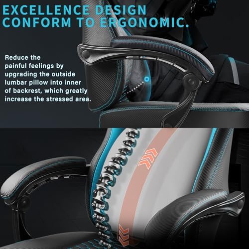Gaming Chair 400lb Weight Capacity, Ergonomic Video Game Chair with Footrest, Racing Style Computer Chair with Headrest and Lumbar Support