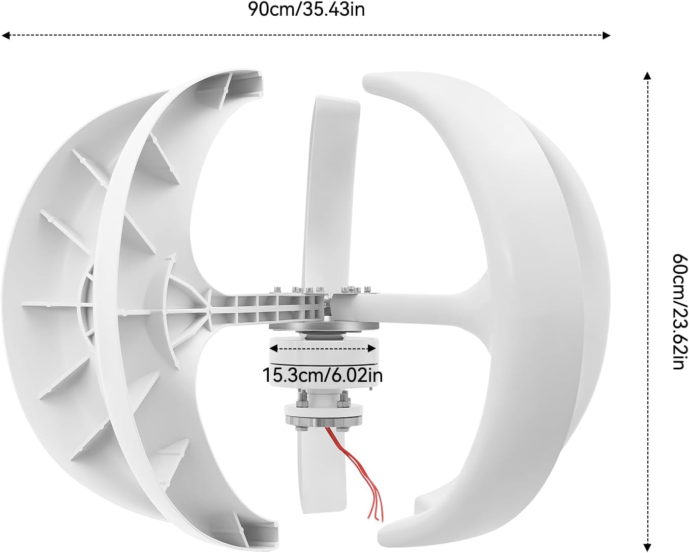 Wind Turbine Generators Kit, 12/24V 600W Lantern 5-Blade Vertical Axis Wind Turbine Generator with Axis Controller (24V)