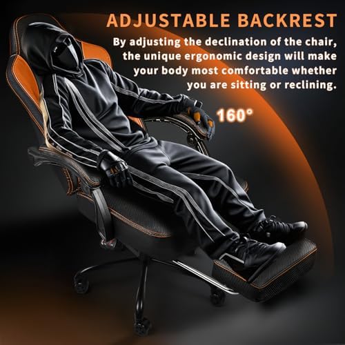 Gaming Chair 400lb Weight Capacity, Ergonomic Video Game Chair with Footrest, Racing Style Computer Chair with Headrest and Lumbar Support