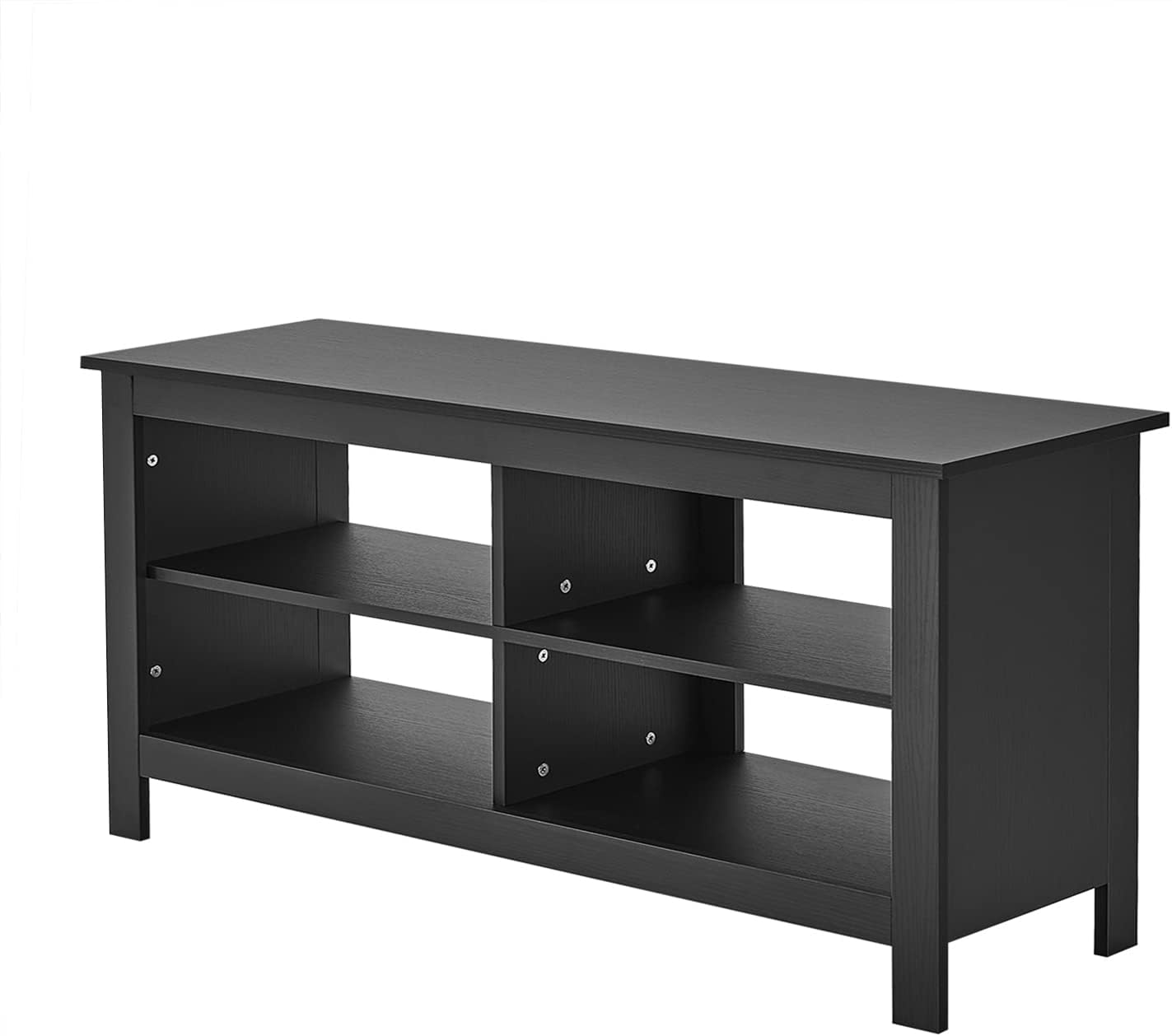 Panana Modern TV Stand with 4 Open Shelves 55inch Entertainment Center for TVs up to 65inch Medial TV Console Table Cabinet for Living Room (Black)
