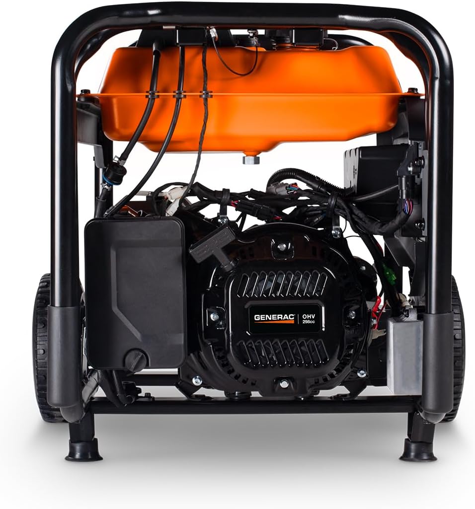 Generac 6,875 Starting Watt Portable Gas Generator - Electric Start - Home Backup or RV Ready - Heavy Duty Frame - Quiet, Long Runtime, Emergency Power - 50-State Compliant