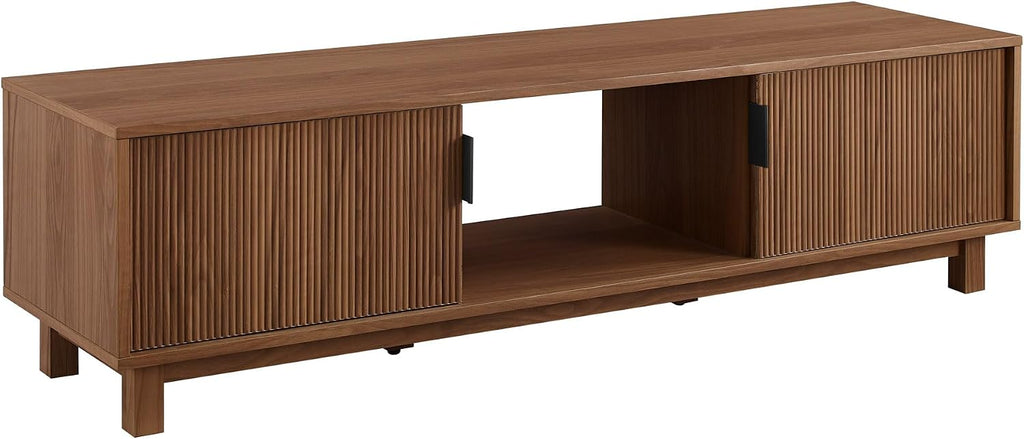 Walker Edison Arundo Fluted TV Stand for TVs up to 65 Inches, 58' TV Stand, Mocha