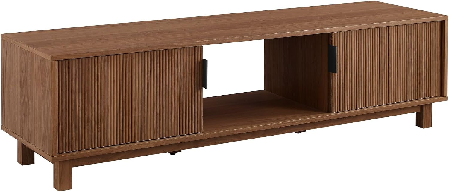 Walker Edison Arundo Fluted TV Stand for TVs up to 65 Inches, 58' TV Stand, Mocha
