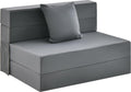 Giantex 6 Inch Folding Sofa Bed Couch with Pillow, Tri-fold Mattress with High-Density Foam, Foldable Floor Couch with Headrest, Portable Guest Bed with Zippered & Washable Cover, Dark Grey