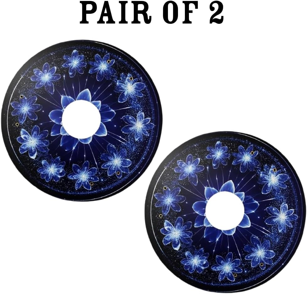 Wheelchair Memorial Day Wheel Covers for Boys, Smart Covers | Designer Wheelchair Accessories | Easy Install/Remove, Lightweight, Waterproof (Blue Floret)