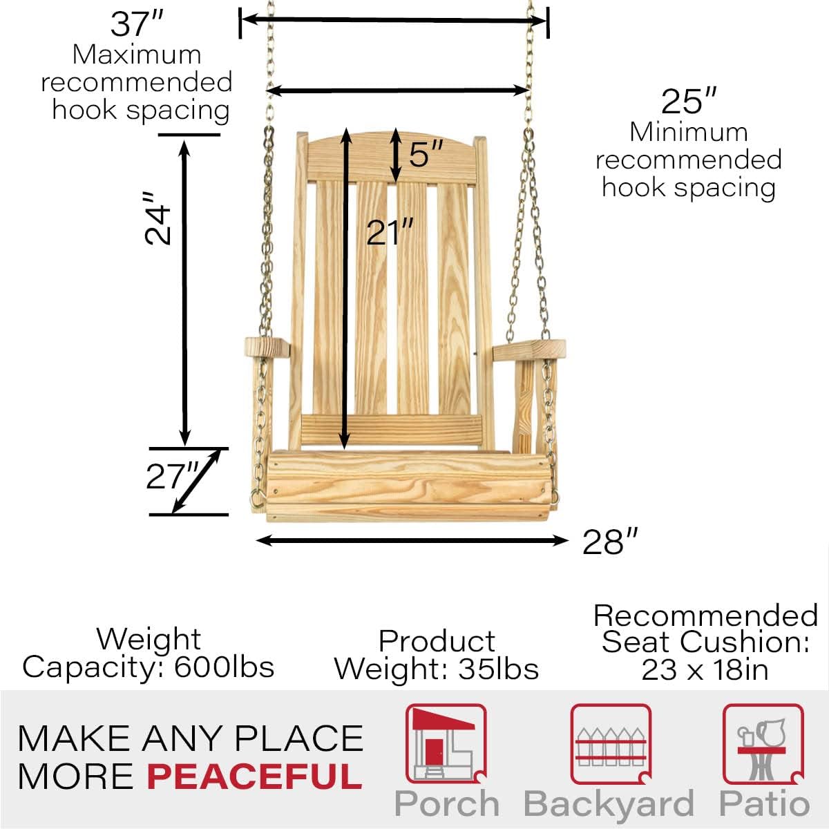 Amish Casual Heavy Duty Mission Pressure Treated Swing Chair (Unfinished)