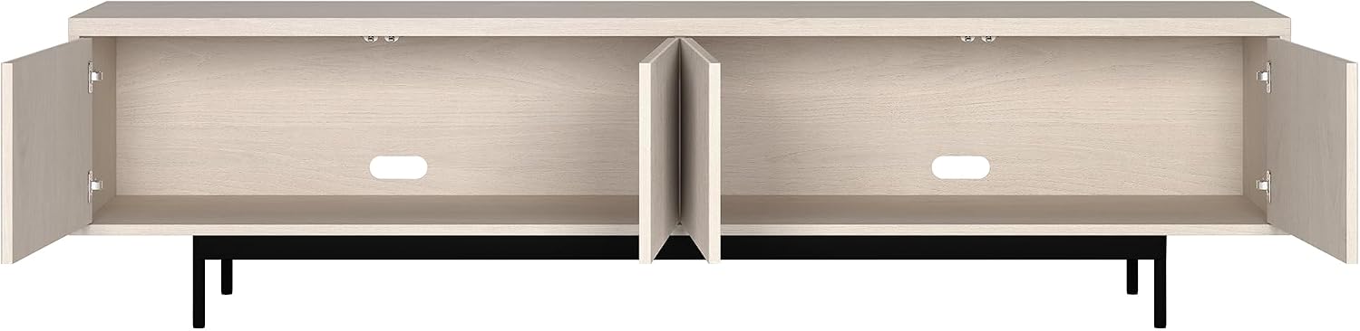 Henn&Hart Fluted TV Stand for TVs up to 85' with 2 Open-Concept Ribbed Storage Cabinets for Living Room, Family Room, or Office, Beech White